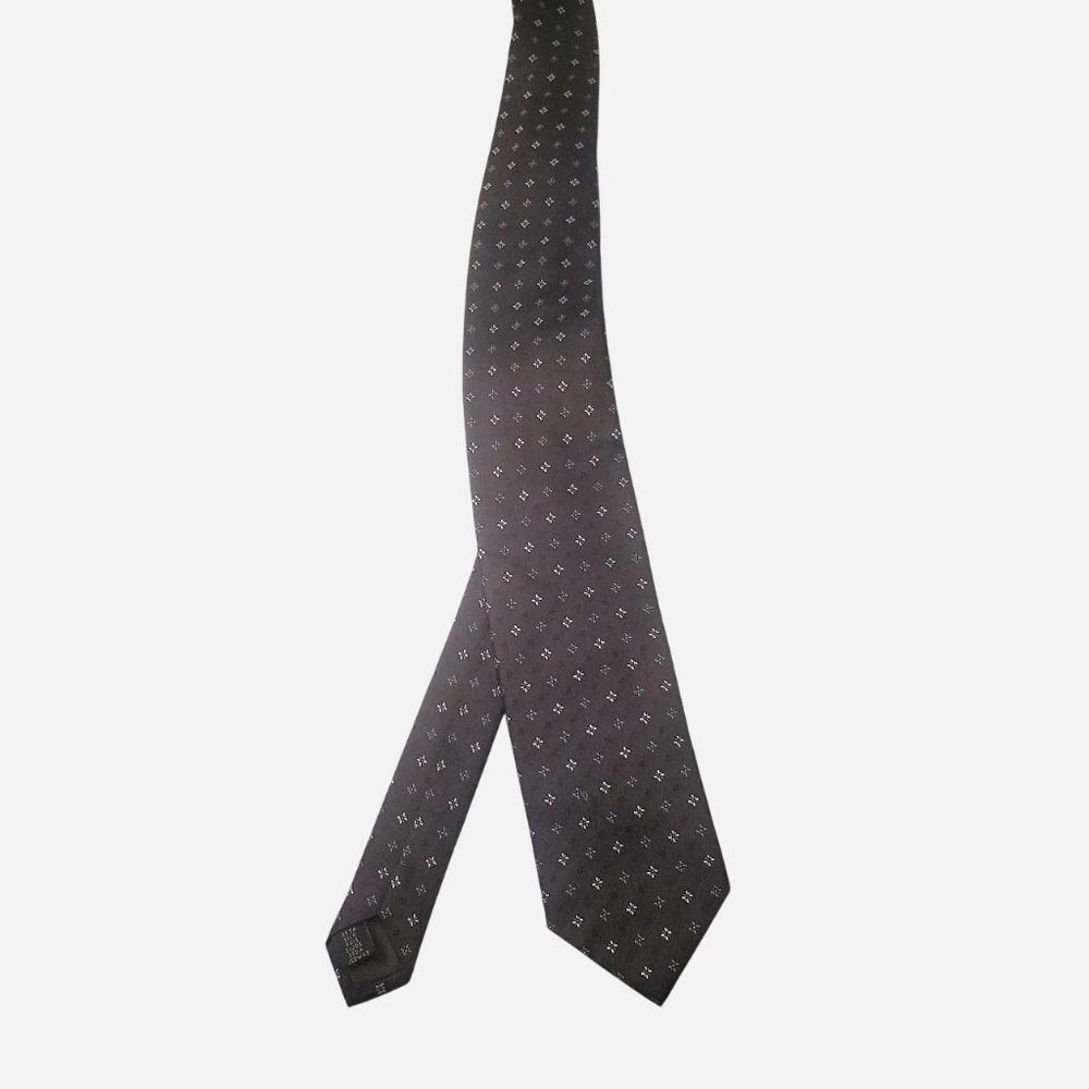 Vntg Sarar Silk Tie Mens Brown Necktie Classic 54" White Floral Pattern Necktie